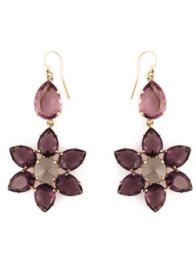 ALBERTA FERRETTI crystal flower drop earrings in purple. Designer fashion jewellery | large floral earrings | statement jewelry  # - flipped