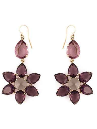 ALBERTA FERRETTI crystal flower drop earrings in purple. Designer fashion jewellery | large floral earrings | statement jewelry  #