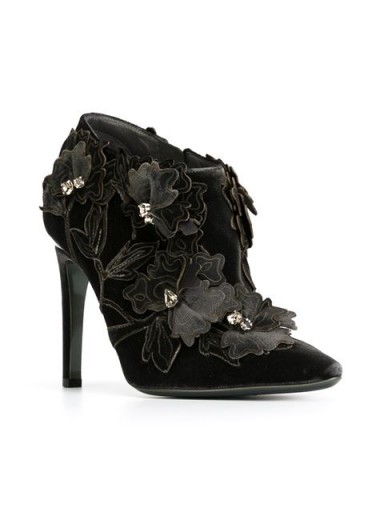 ALBERTA FERRETTI flower appliqué ankle boots. Luxe floral booties | womens luxury fashion | designer footwear  #