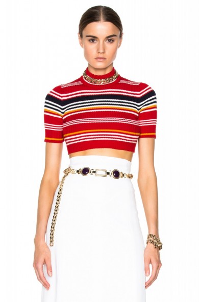 ALESSANDRA RICH knitted stripe crop top. Designer knitwear | womens cropped tops | rib knit jumpers | autumn – winter fashion