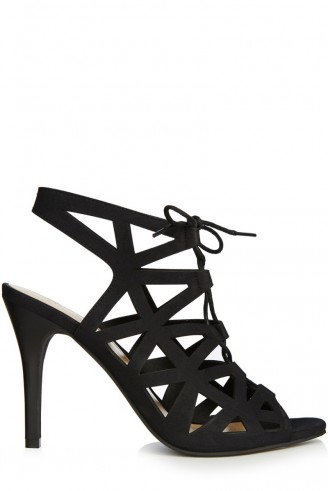 Warehouse lace up cut out heels black. High heeled shoes / going out sandals / stiletto heel / womens footwear  #
