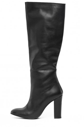 Warehouse leather knee high boots black. Autumn-winter fashion / womens footwear - flipped