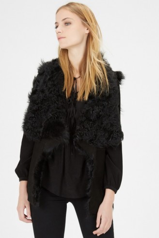 Warehouse black suede Toscana gilet. womens autumn-winter fashion ~ sleeveless jackets – shearling gilets – warm outerwear