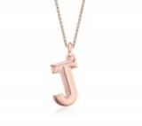 Monica Vinader J alphabet pendant in 18ct Rose Gold Plated Vermeil on Sterling Silver. Initial jewellery | pendants