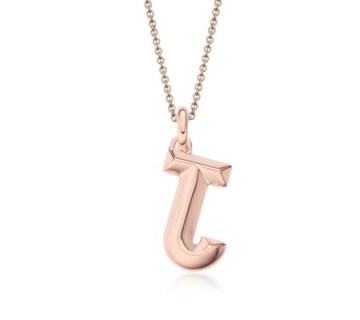 Monica Vinader J alphabet pendant in 18ct Rose Gold Plated Vermeil on Sterling Silver. Initial jewellery | pendants - flipped