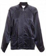 ANN DEMEULEMEESTER Satin Bomber Jacket in black. Designer jackets | casual weekend fashion