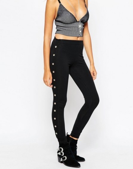 ASOS leggings with metal eyelets in black. Womens trousers | eyelet pants | casual fashion - flipped