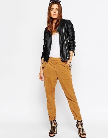 ASOS relaxed peg trousers in soft tencel camel. Womens fashion | casual pants | weekend wear - flipped