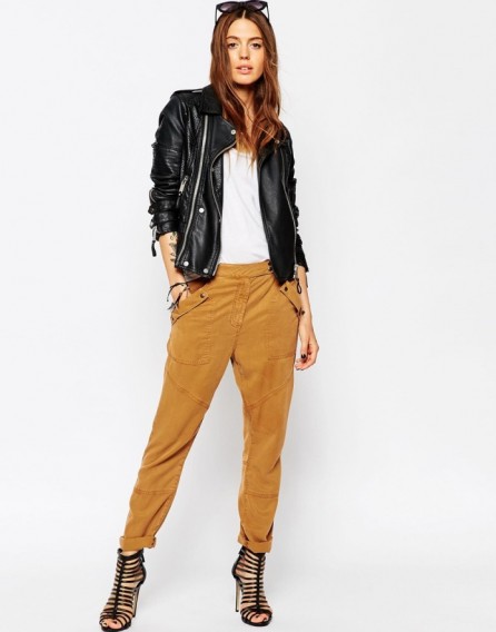 ASOS relaxed peg trousers in soft tencel camel. Womens fashion | casual pants | weekend wear