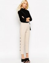 ASOS straight leg trouser with button detail. Womens trousers | cropped leg pants | smart fashion
