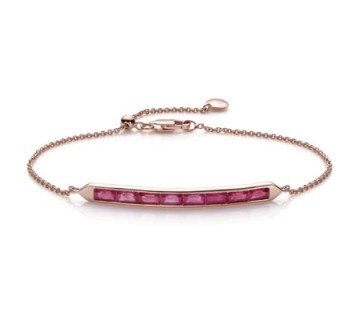 Monica Vinader Baja Precious Skinny Bracelet with 18ct Rose Gold Plated Vermeil on Sterling Silver in Ruby. Stacking bracelets | rubies | delicate jewelry | red gemstone jewellery - flipped