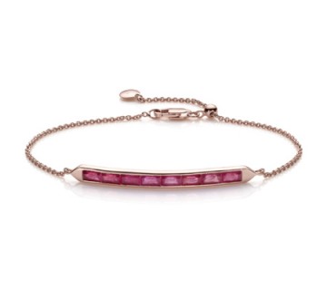 Monica Vinader Baja Precious Skinny Bracelet with 18ct Rose Gold Plated Vermeil on Sterling Silver in Ruby. Stacking bracelets | rubies | delicate jewelry | red gemstone jewellery