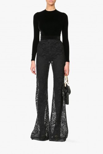 Balmain black lace flared pants – as worn by Emily Ratajkowski at the TargetStyle event in New York, 9 September 2015. Star style | what celebrities wear | flared trousers | celebrity fashion - flipped