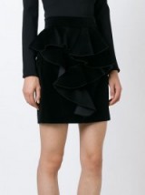 BALMAIN ruffled velvet skirt in black. Designer ruffle skirts | luxe clothing | womens luxury fashion  #