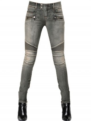 BALMAIN STRETCH COTTON DENIM JEANS. Designer fashion | casual clothing | faded denim | womens skinny jeans - flipped