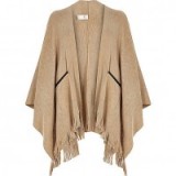 River Island beige fine knitted cape. Womens autumn capes / knitwear / winter outerwear