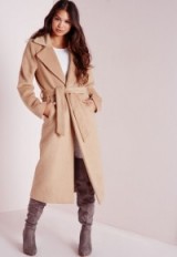 Luxe look ~ Missguided belted brushed wool coat in camel ~ womens winter coats ~ luxury style outerwear