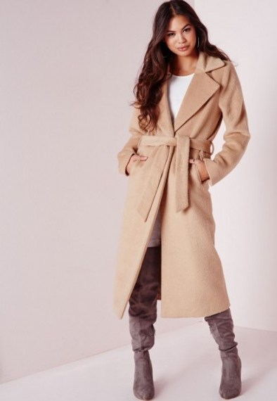 Luxe look ~ Missguided belted brushed wool coat in camel ~ womens winter coats ~ luxury style outerwear - flipped