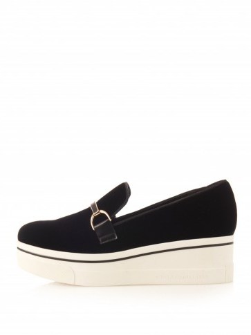 STELLA MCCARTNEY Binx velvet flatform loafers. Designer footwear | casual shoes | flatforms - flipped