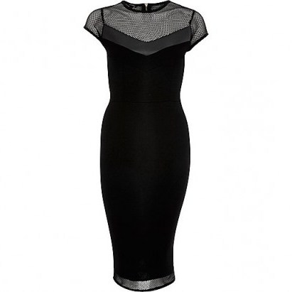 River Island black mesh panel bodycon dress. Party dresses / evening wear / going out glamour / LBD / occasion fashion - flipped