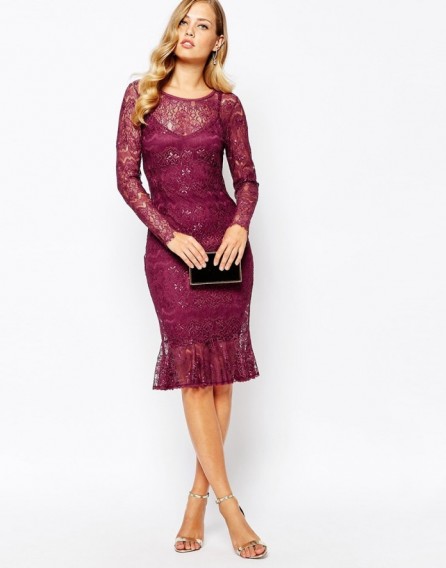 Body Frock ~ Lulu Flip Hem Dress in Berry. Lace party dresses – occasion fashion evening celebration – going out clothing