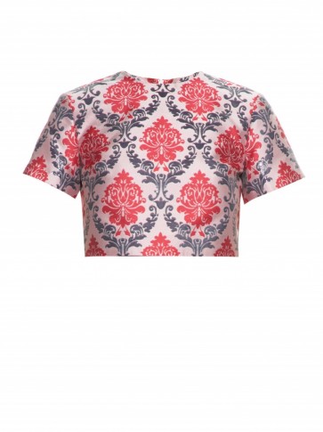 MARY KATRANTZOU Bree damask-jacquard top. runway fashion ~ womens designer clothing ~ richly coloured fabrics ~ luxe style prints ~ luxury crop tops ~ co-ords ~ sets