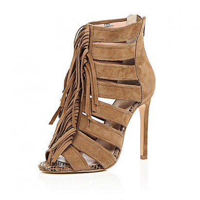 Brown suede tassel heels from River Island. High heels / cut out shoes / tassels / womens footwear