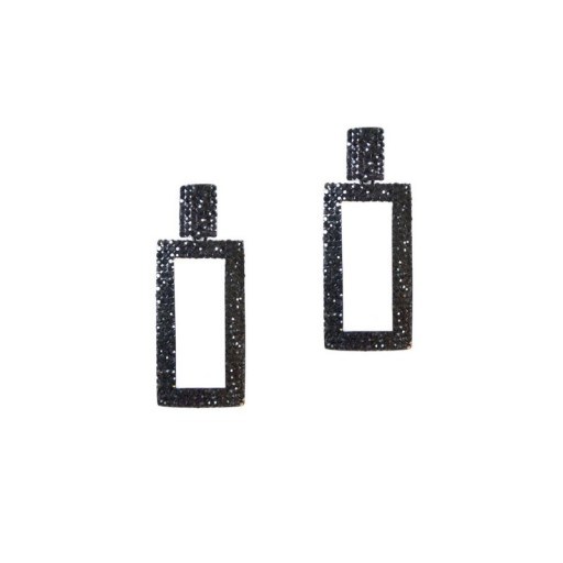 Black crystal Bsquared drop earrings from Rodrigo Otazu. #makeastatement #dropearrings #jewellery - flipped