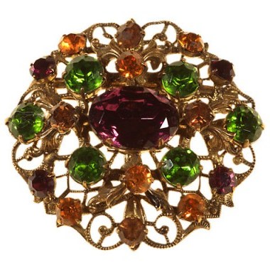 Vintage 1930s Bohemian Coloured Crystal Brooch…gorgeous with autumn & winter knits. Brooches – 30’s jewellery - flipped