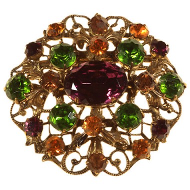 Vintage 1930s Bohemian Coloured Crystal Brooch…gorgeous with autumn & winter knits. Brooches – 30’s jewellery