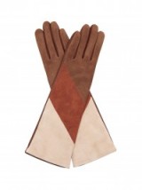 AGNELLE Celia tri-colour suede gloves. Autumn/winter accessories | luxe style fashion