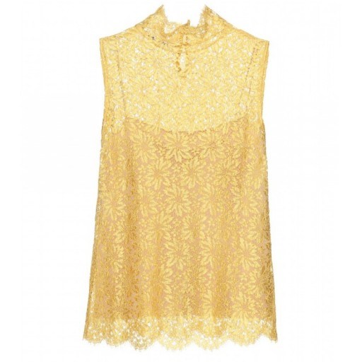 Luxury clothing ~ Acne Studios Chela lace top in yellow. designer tops ~ luxe style fashion - flipped