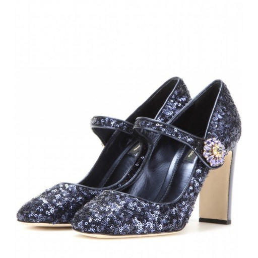 Jewelled heels – DOLCE & GABBANA Embellished Mary Jane pumps – designer shoes – luxe footwear – luxury Mary Janes - flipped