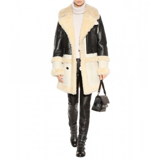 COACH Shearling-trimmed leather coat. Designer coats – winter jackets – womens luxury fashion – luxe style outerwear - flipped