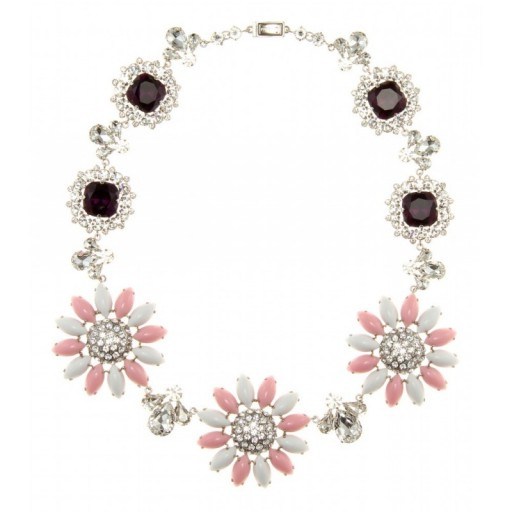 Miu Miu crystal embellished necklace. Large flower necklaces – statement jewellery – designer fashion jewelry - flipped