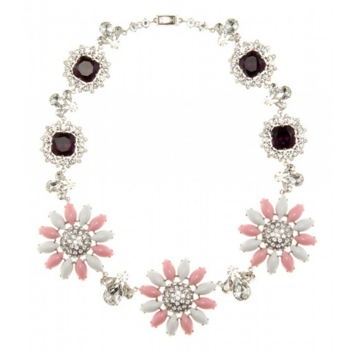 Miu Miu crystal embellished necklace. Large flower necklaces – statement jewellery – designer fashion jewelry