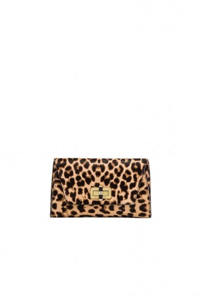 Diane von Furstenberg Gallery Bellini Clutch in Leopard. Animal prints – printed evening bags – going out handbags – party accessoris - flipped