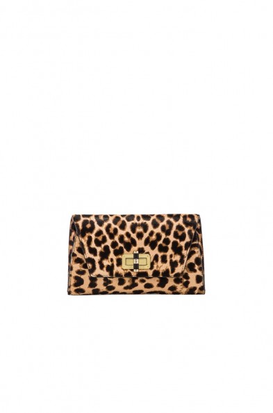 Diane von Furstenberg Gallery Bellini Clutch in Leopard. Animal print evening bags ~ occasion accessories ~ party glamour ~ going out handbags