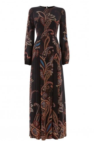 Warehouse silk paisley maxi dress. 70s style maxi dresses / autumn-winter prints & colours / womens fashion / cut out back / front slits / long occasion dresses / going out - flipped