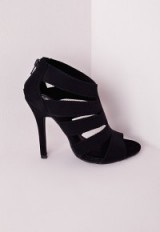 Black elastic strap heeled sandal from Missguided.co.uk. High heels / cut out shoes