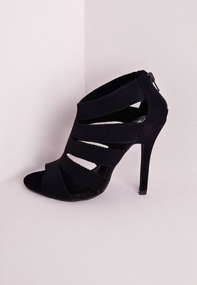 Black elastic strap heeled sandal from Missguided.co.uk. High heels / cut out shoes - flipped