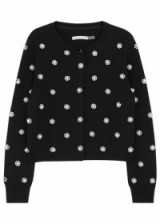 Gorgeous Alice & Olivia cardigan with crystal and pearl flower embellishments. Luxe style knitwear / luxury cardigans / autumn – winter fashion