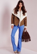 Affordable luxe ~ Missguided faux suede waterfall shearling coat in tan ~ luxury style jackets ~ winter coats ~ womens warm outerwear