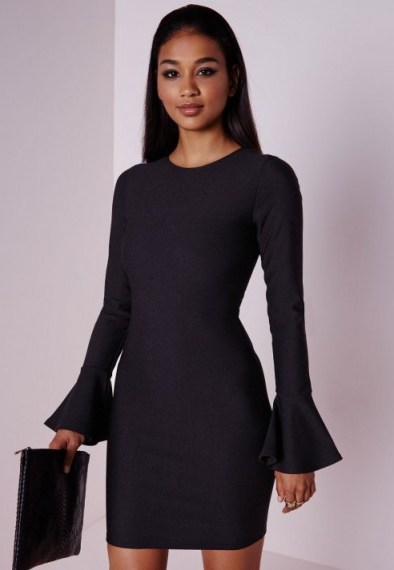 Black flared sleeve bodycon dress from Missguided ~ affordable luxe ~ luxury looks ~ going out dresses ~ evening fashion ~ LBD - flipped