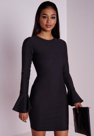 Black flared sleeve bodycon dress from Missguided ~ affordable luxe ~ luxury looks ~ going out dresses ~ evening fashion ~ LBD