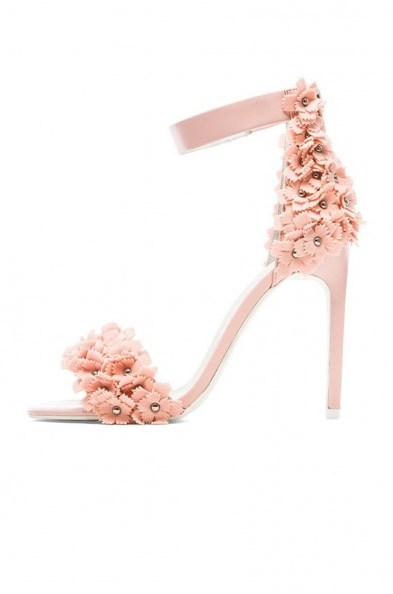 Stunning pink floral applique heels – Jeffrey Campbell Meryl Floral Heel. Party shoes ~ occasion sandals ~ ankle strap footwear ~ evening accessories ~ going out glamour - flipped
