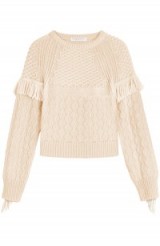 Blush fringed sweater from Philosophy di Lorenzo Serafini. Designer jumpers | womens sweaters | autumn / winter knitwear | knitted fashion