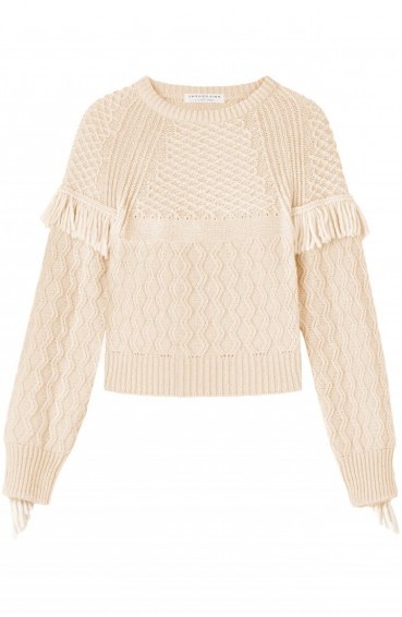 Blush fringed sweater from Philosophy di Lorenzo Serafini. Designer jumpers | womens sweaters | autumn / winter knitwear | knitted fashion - flipped