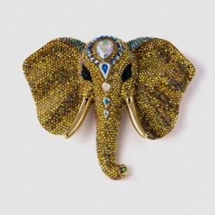 Butler & Wilson large crystal elephant head brooch – fashion jewellery – coloured crystals – brooches - flipped