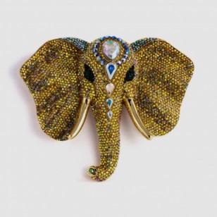 Butler & Wilson large crystal elephant head brooch – fashion jewellery – coloured crystals – brooches